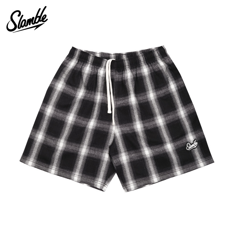 SLAMBLE americano xadrez Shorts de cinco pontos High Street lazer esportes solto All-match na moda calças esportivas de 