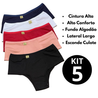 Kit Calcinha Calçola Cintura Alta Cós Largo Microfibra Lisa Lingerie Conforto em Oferta na Shopee
