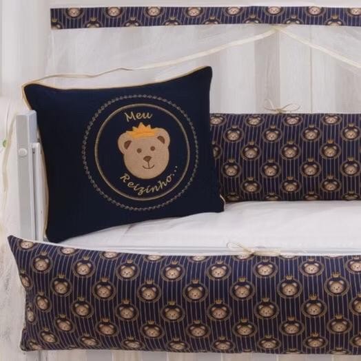 Kit Enxoval Completo Para ****MINI BERÇO*****9 PEÇAS Menino Ursinho Bege (Urso Rei) Delicado Luxo