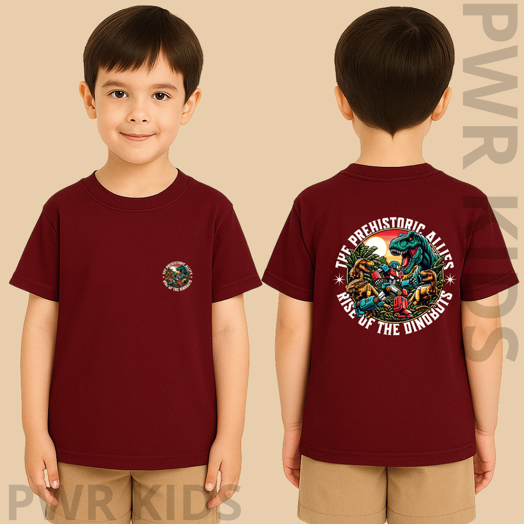 Camiseta infantil camisa estampada kids criança estampado desenho dinosauros e robos the prehistoric