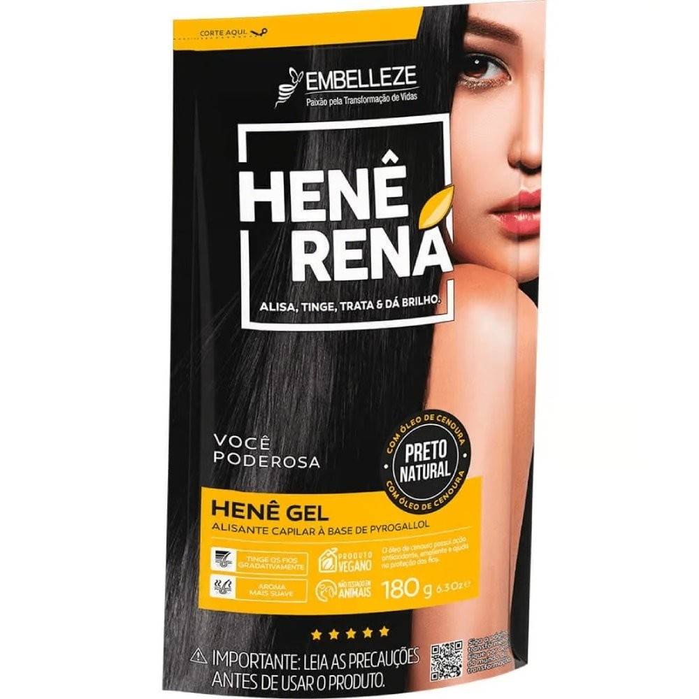 Alisante em Creme Henê Rená Preto Natural com Óleo de Cenoura 180g em Oferta na Shopee
