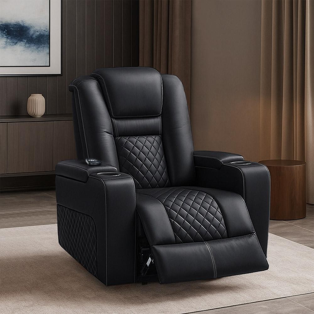 Poltrona do Papai Elétrica Reclinável Chicago com Aquecimento Massagem Entrada USB/USB-C PU Preto