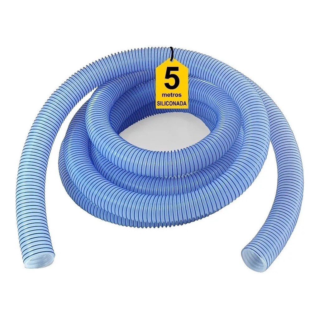Mangueira Flexível Flutuante Siliconada 5 Metros Para Limpeza de Piscinas