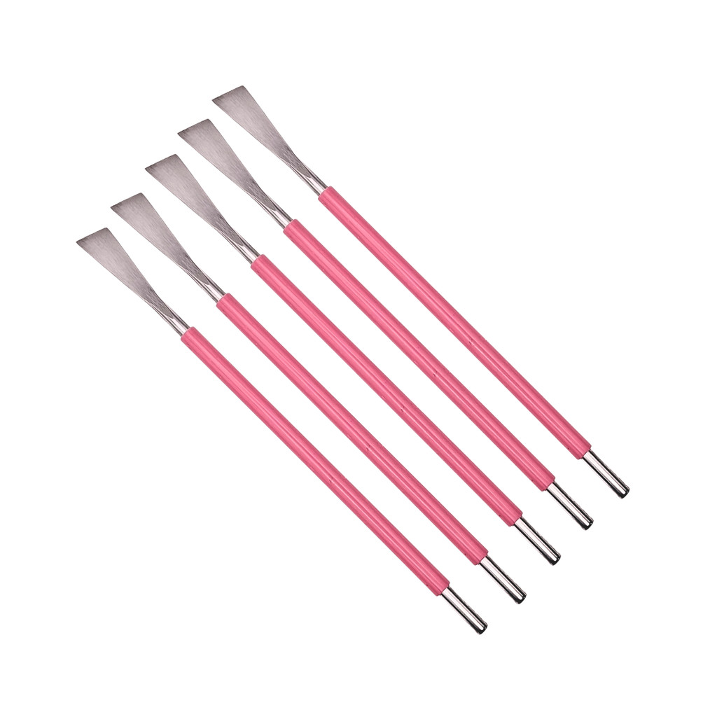 5 Espátula Calo Médio Cabo Silicone Rosa Slim