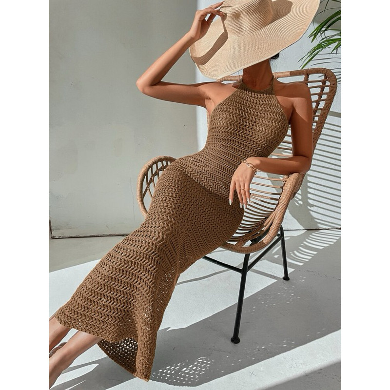 Vestido Longo Crochê Tropical Premium Elegante Leve Confortável Moda Praia Festa Cruzeiro Resort
