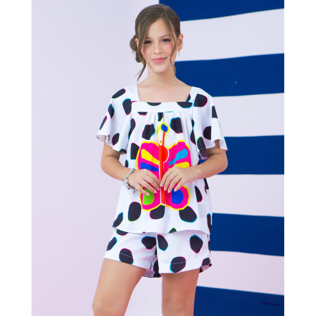 Combinadinho Bianca Borboleta Estampado Infantil Juvenil, Roupa Menina tam., 4, 6, 8, 10, 12, 14