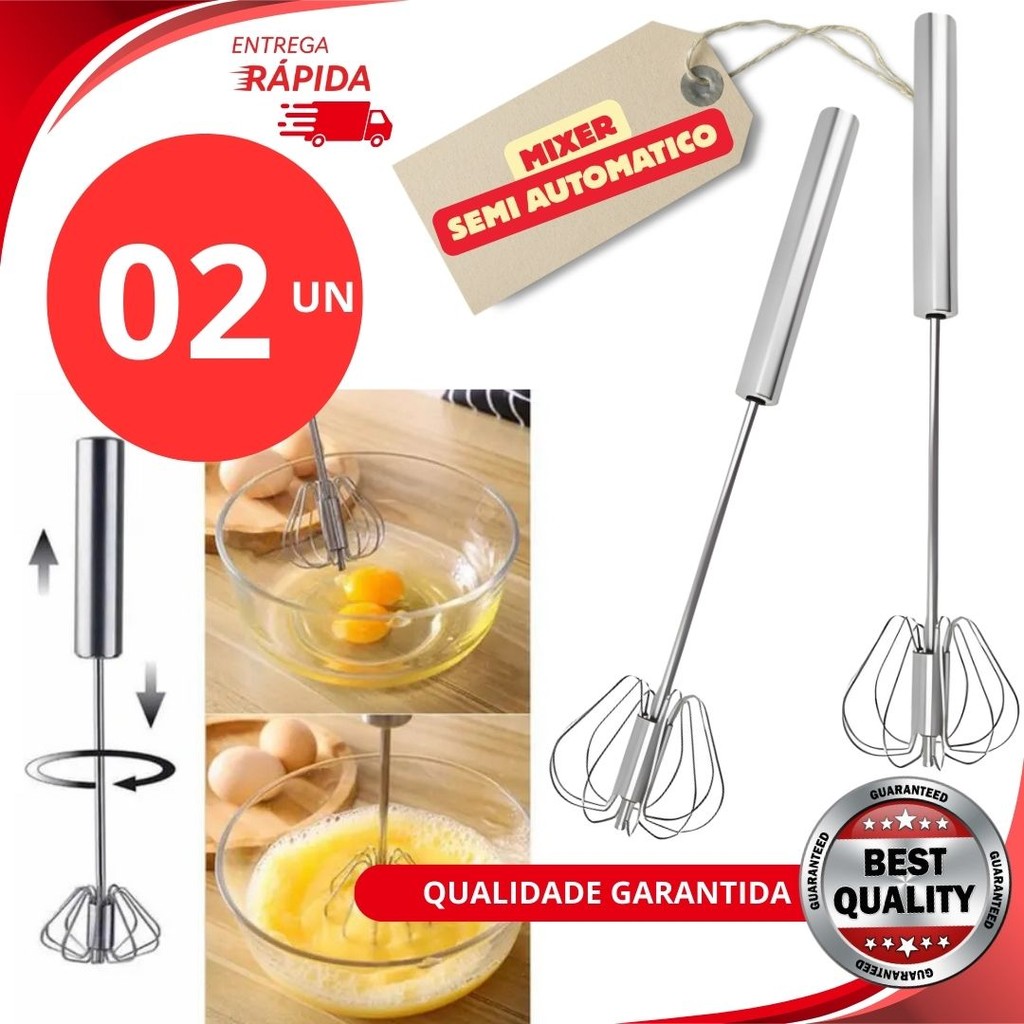 kit 2 Peças Fuê Semi-Automático Original Batedor Fue Mixer para Creme Misturador Semi-Automático de inox Utensilio