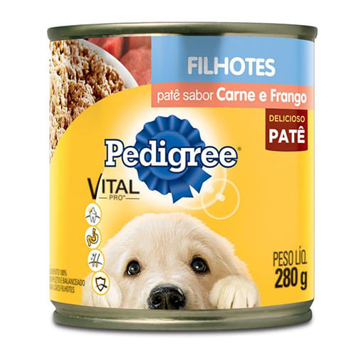 Ração Úmida Pedigree Lata para Cães Filhotes sabor Patê de Carne e Frango - 280g