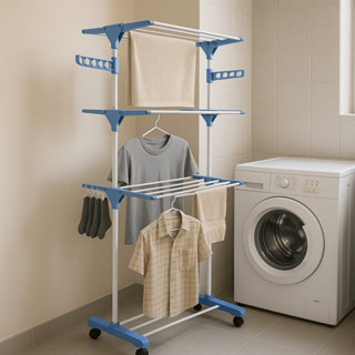 Varal de Chão Vertical com Rodinhas Dobravel Portátil Grande 3 Andares Ideal para Lugares Pequenos em Oferta na Shopee