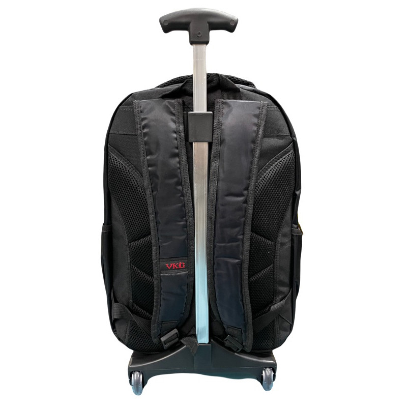 Carrinho  PRETO para Mochila de 43 a 48cm com haste alumínio e rodinhas de silicone