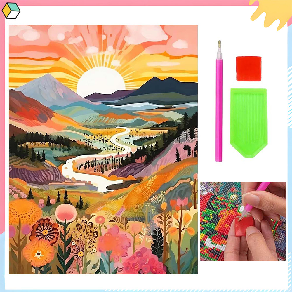 Montanhas e rios, 30 x 40 cm, Kit de Pintura Diamante 5D DIY para Adultos, Conjunto Completo de Arte Diamante Quadrada em Oferta na Shopee