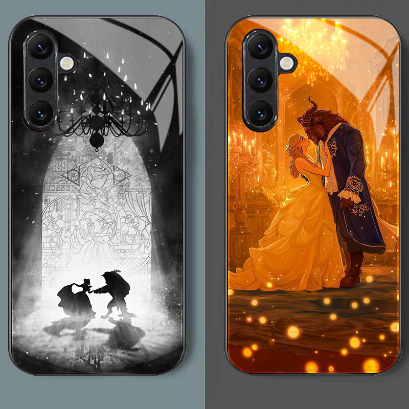 A Bela E Fera 03 Capa De Telefone De Vidro Para Samsung Galaxy A55 A54 A35 A36 A14 A53 A15 A34 A25 A06 A05 A05S A33 4G 5