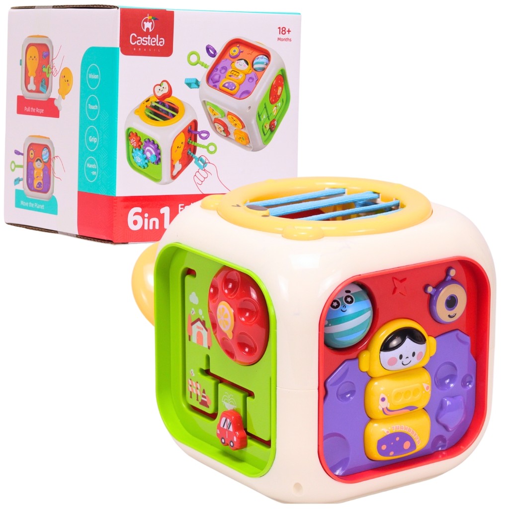 Brinquedo Cubo de Atividades Educativo 6 em 1 - Castela em Oferta na Shopee