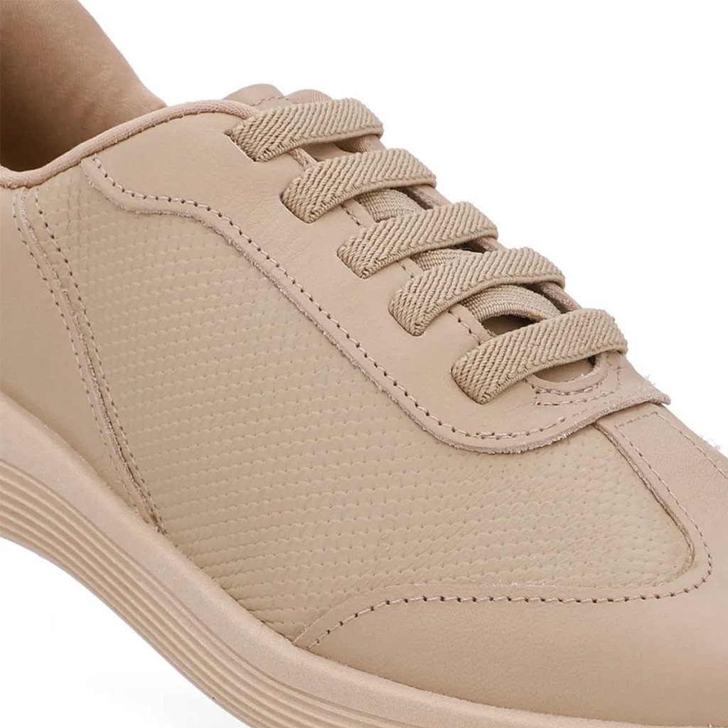 Detalhes do Tênis Usaflex Feminino Básico Couro Cadarço Elástico Casual UD02004