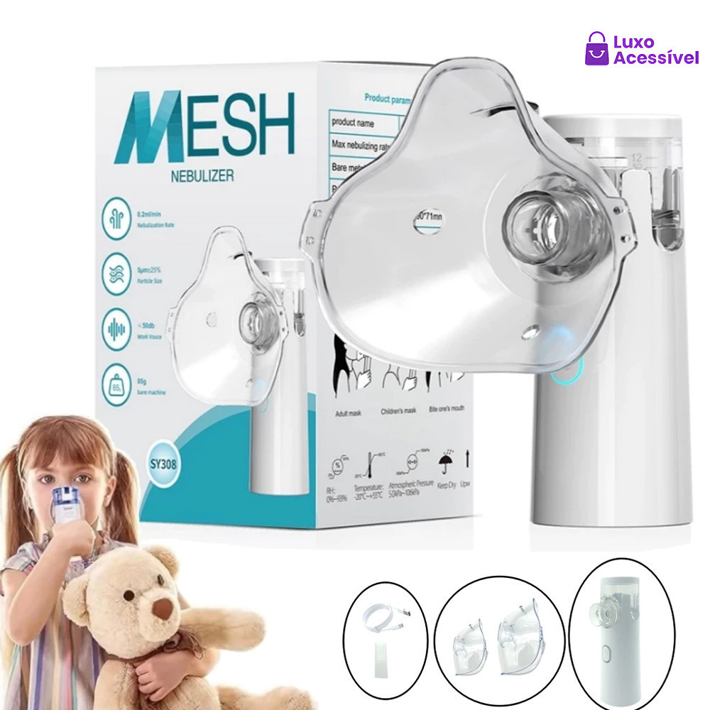 Nebulizador Portátil Silencioso para Adultos e Crianças,