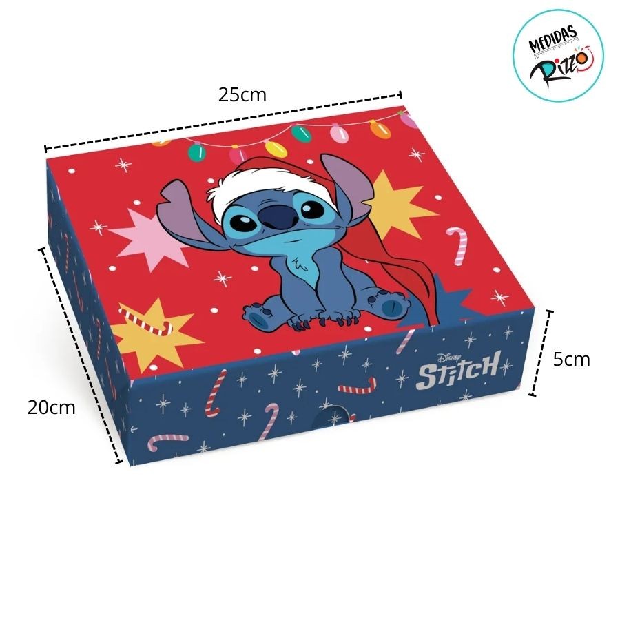 Detalhes do Caixa Retangular para Presente - Tampa/Fundo New - Stitch Aloha - M 25x20x5cm - 1 unidade - Disney Original - Rizzo