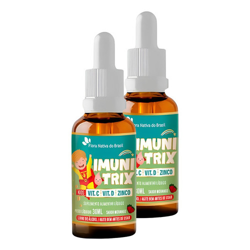Kit 2un Imunitrix Vitamina C,d,zinco Gotas 30ml-flora Nativa Morango