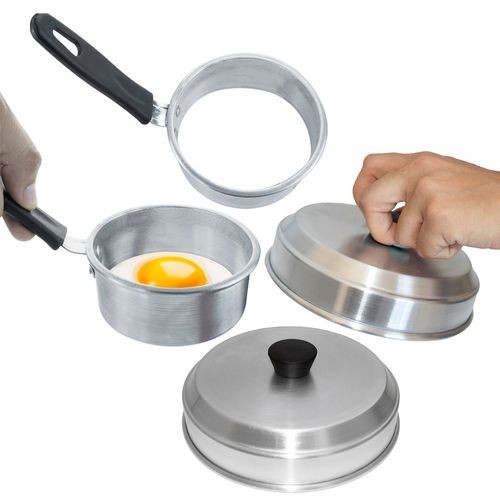 Kit com 2 Tampa Abafador Hamburguer + 2 Molde Modelador Aro De Fritar Ovo