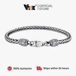 Vnox Prata Tecido Osso De Dragão Corrente Cubana Energia Masculina Talismã Pulseira Hip Hop Acessório De Festa Estilo Ve