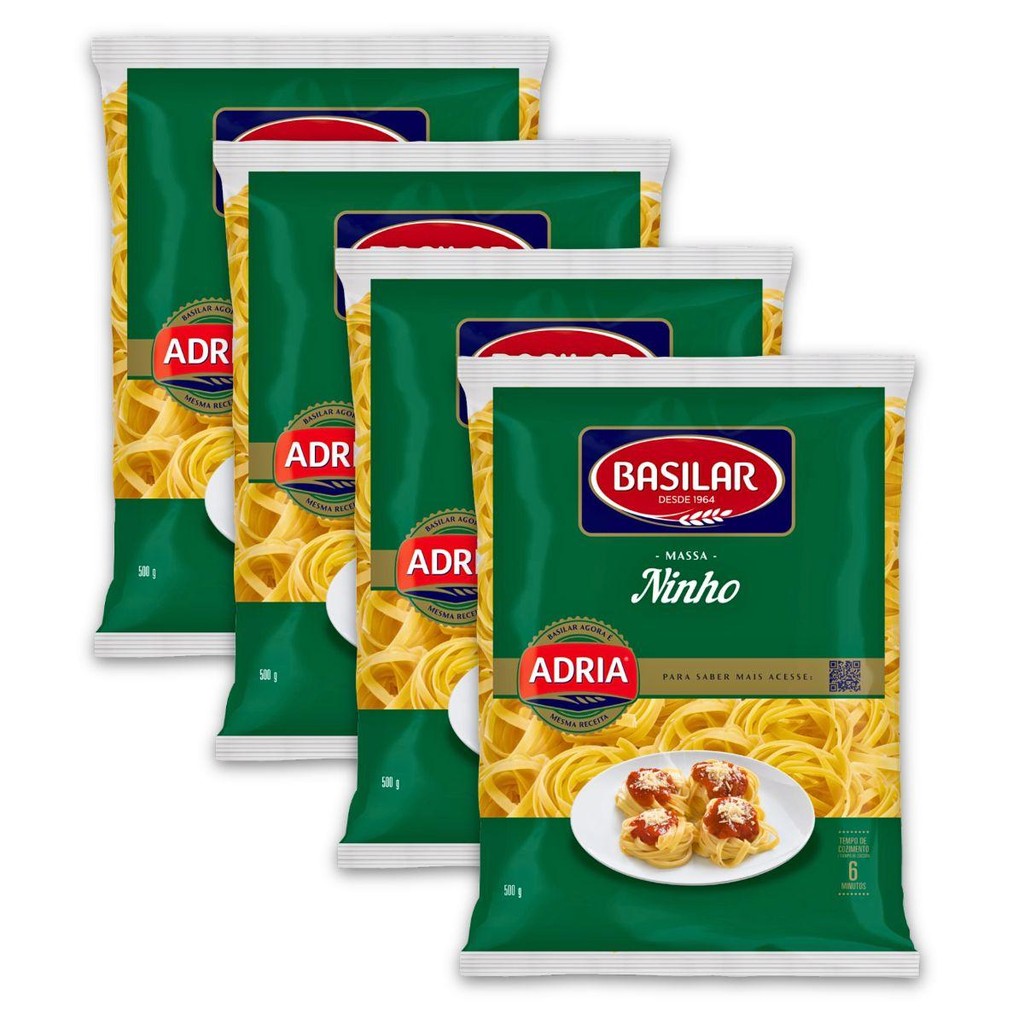 Kit 4un  Pacote Macarrão 500G Semolado Ninho Basilar em Oferta na Shopee