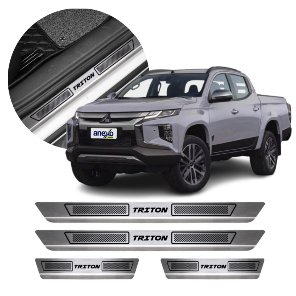 Soleira Portas Mitsubishi L200 Triton 2007 a 2025 Sofisticar SL108 Aço Inox Prata Jogo