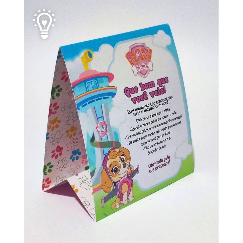 Plaquinhas SKY PATRULHA CANINA - Centro de mesa para decoração de festa infantil