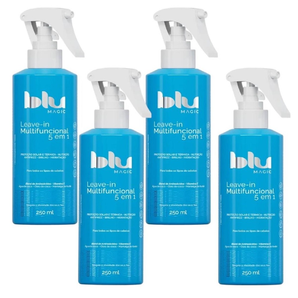 4Un Blu Magic Leave-in Multifuncional 5 Em 1 De 250ml Cada