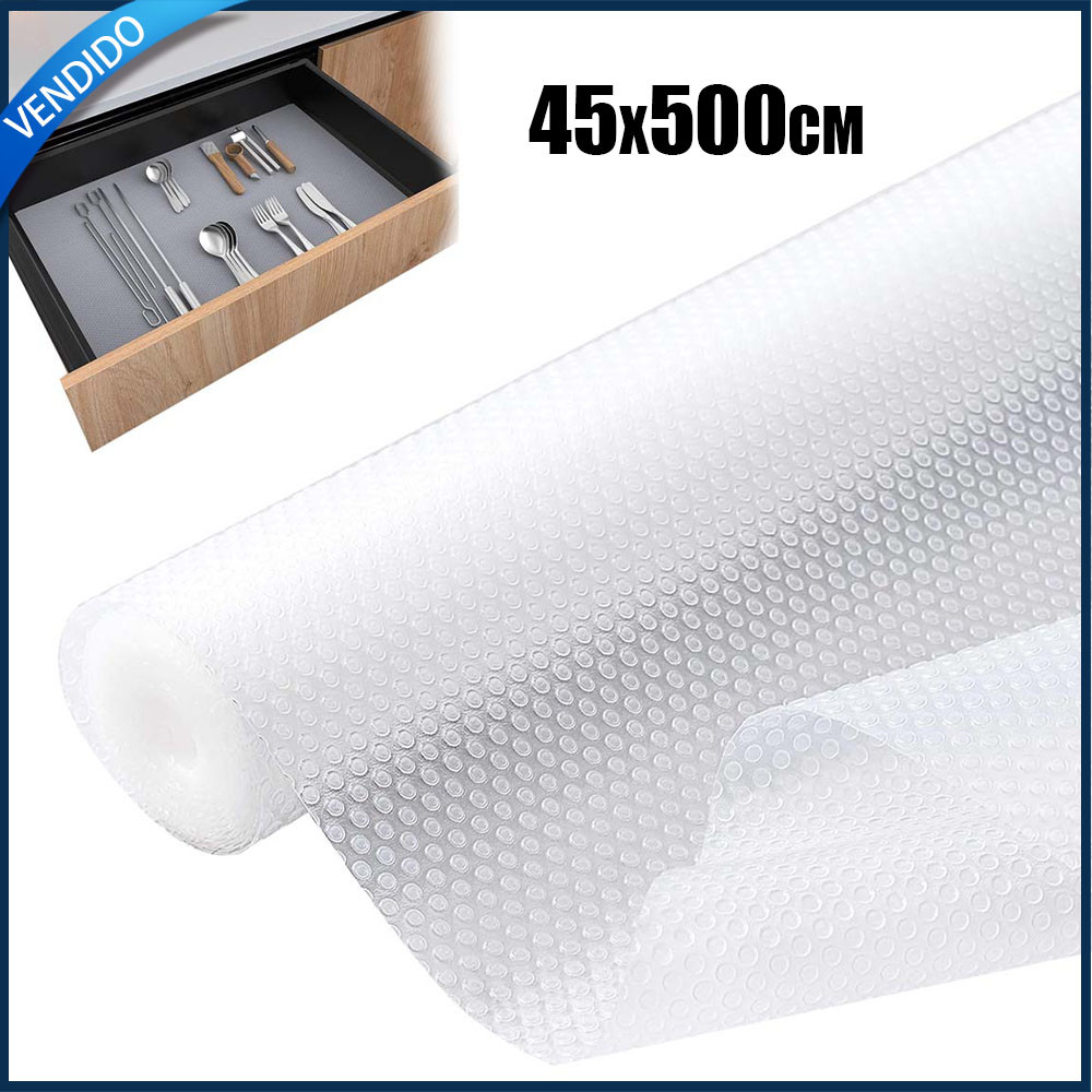 45x500cm Branco Forro Protetor PVC para Gaveta Armário Prateleira Antiderrapante Lavável Impermeável Recortável Cozinha