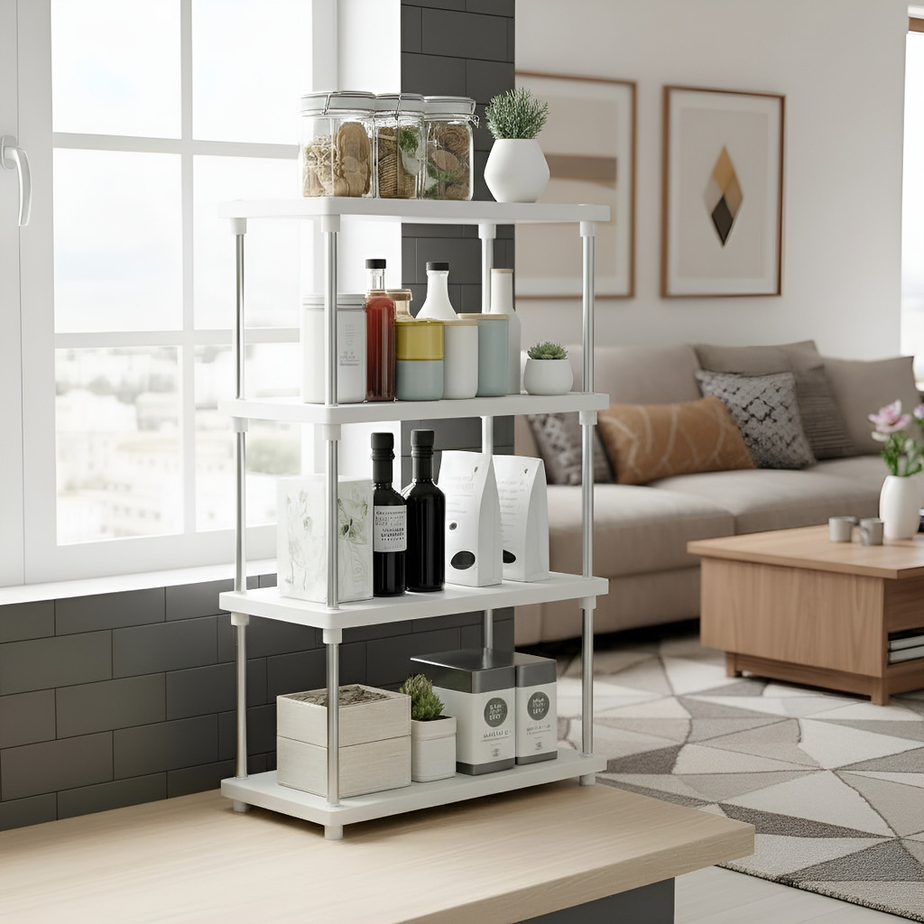 Estante Prateleira Modular Multiuso 4 Andares Branca Compact