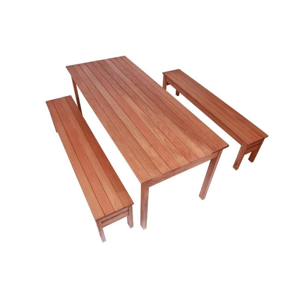 Detalhes do Conjunto Mesa e 2 Bancos em Madeira Maciça Ultron  200