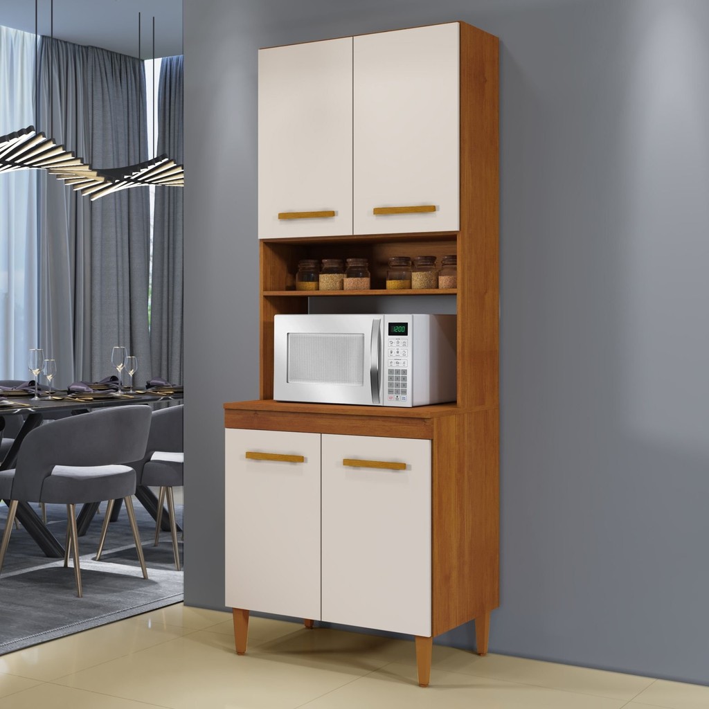 Paneleiro Torre Quente 4 Portas Atenas  Nature/Off White em Oferta na Shopee