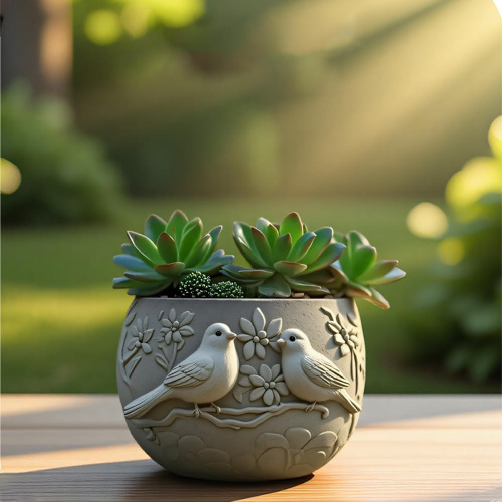 1PC Pardal Alívio Vaso De Flores Molde De Silicone , DIY Plantas Suculentas Concreto Plantador Gesso Cimento Moldes Argi — imagem 2 de 2
