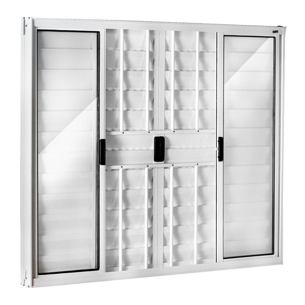 Janela de Alumínio Veneziana 100x150cm com Grade 6 Folhas Central Ecosul Esquadrisul Branco em Oferta na Shopee