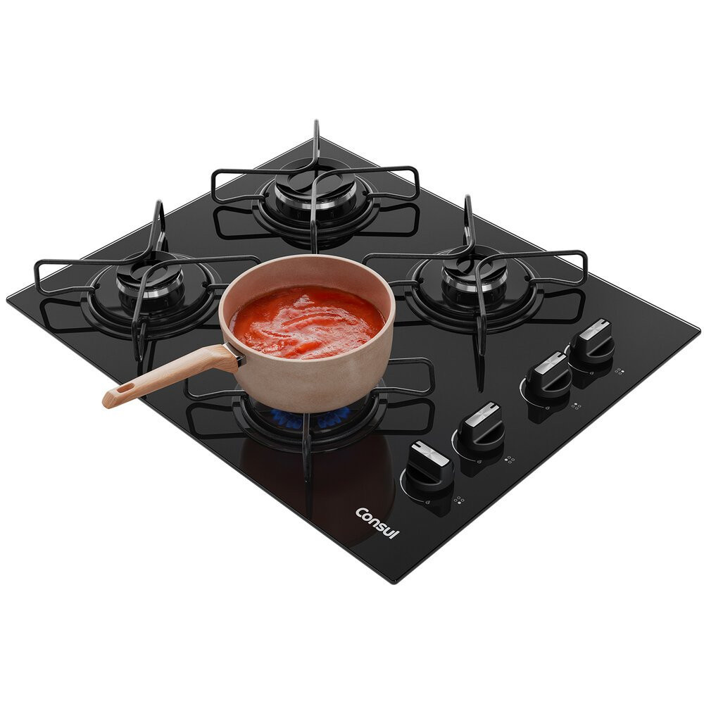Cooktop 4 Bocas CD060BE a Gás Mesa de Vidro Temperado Consul · foto 2