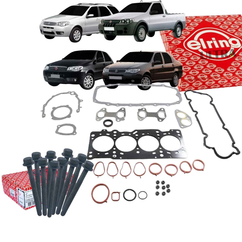 Kit Jogo Junta + Parafusos Cabeçote Fiat Strada Palio Siena Doblo Punto Fiorino 1.4 8v Fire (Elring ELRB82.36