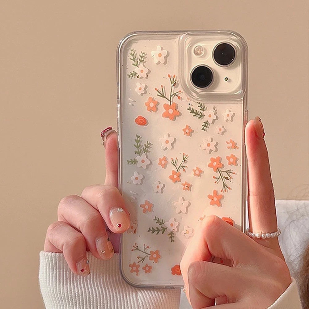 Capinha Capa Material transparente TPU Pequenas flores Samsung A04 A05 A15 A23 A32 A34 A35 A50 A52 A55 A72