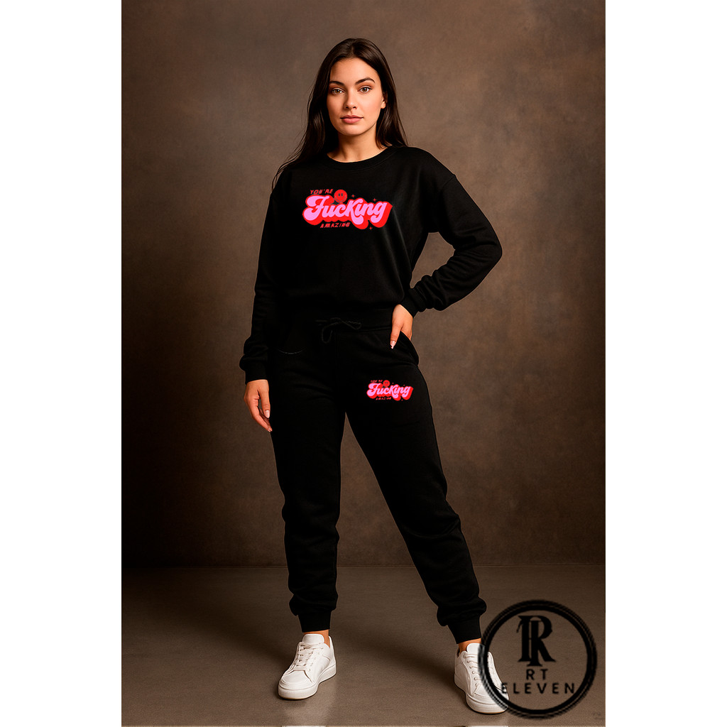Conjunto Moletom Feminino You Are Amazing Gola Careca  Blusa De Frio Blusa + Calça Moletom Diversas Cores Envio Rápido