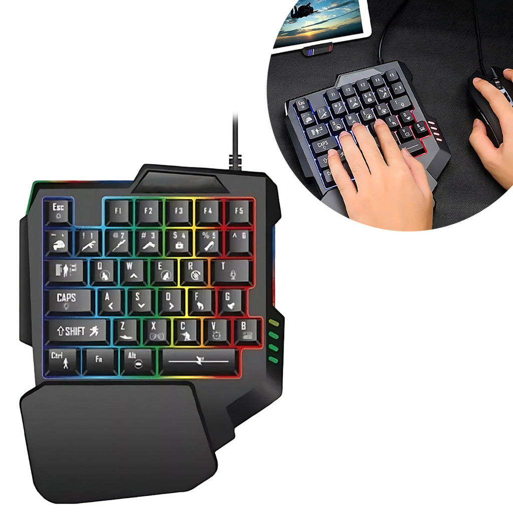Teclado Gamer RGB Semi Mecânico USB Compacto e Prático