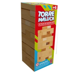 JOGO TORRE MALUCA 39 PEÇAS MADEIRA REFLORESTADA MDF COLUNA BRINQUEDO CAIU PERDEU DERRUBAR EQUILIBRAR