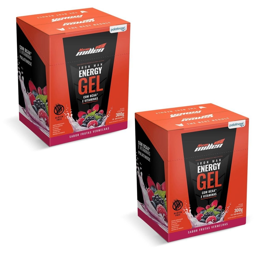 Kit 2X Iron Man Instant Energy Gel - 10 Unidades 30g Frutas Vermelhas - New Millen em Oferta na Shopee