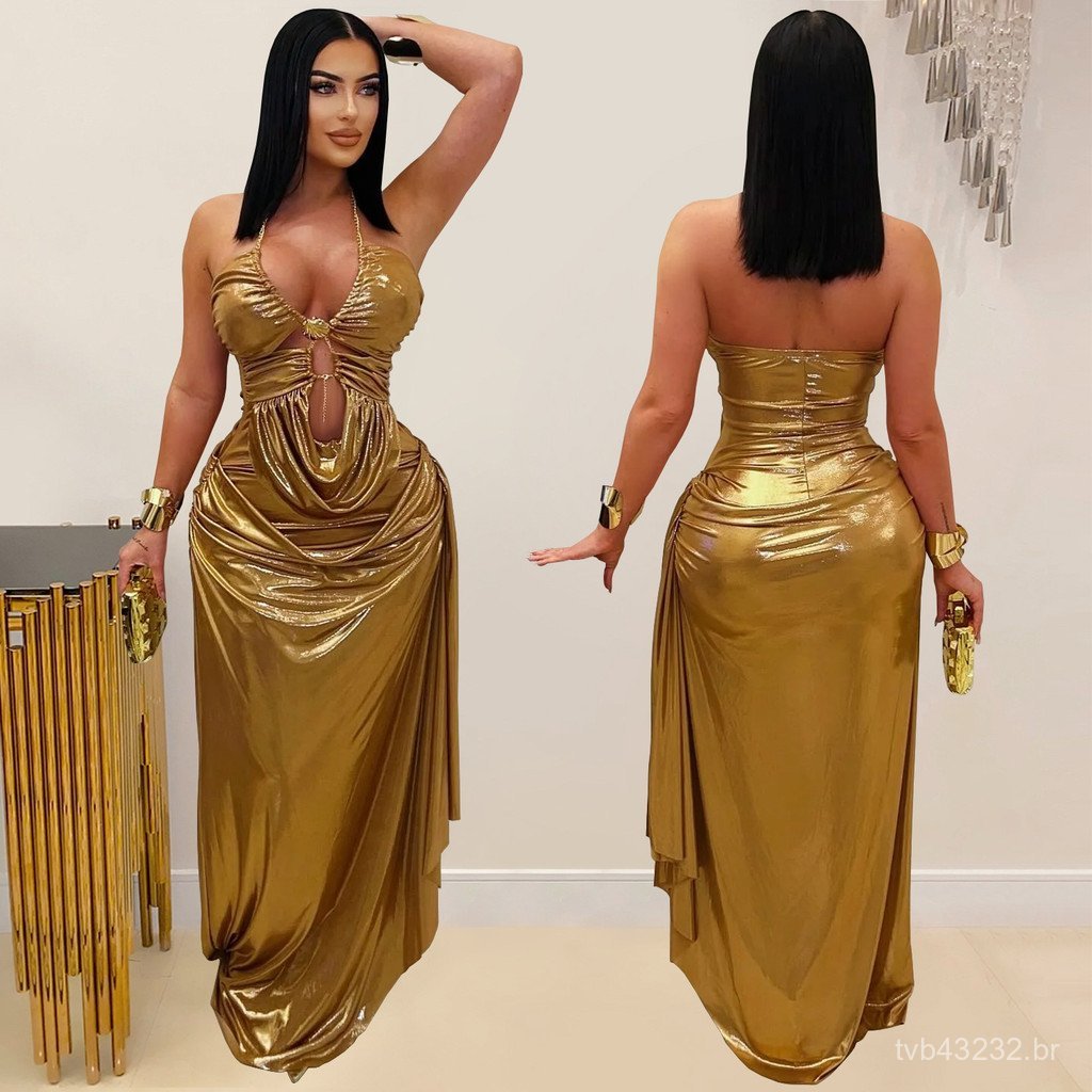 Envoltório pescoço c7491 plissado ouro corrente braço moda feminina europeu americano pendurado vestido Sexy