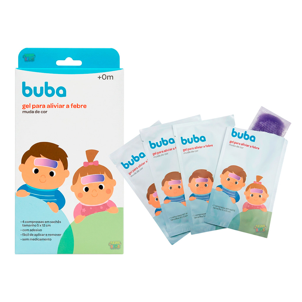 Kit 4 Compressa Em Gel Adesivo Para Aliviar A Febre Que Muda de Cor Resfriamento Instantâneo Buba