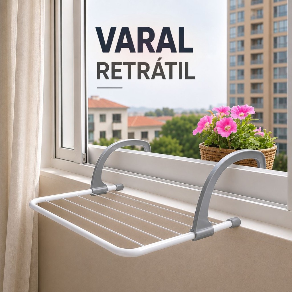 Varal Retratil portatil para janela porta box varanda secador de roupa