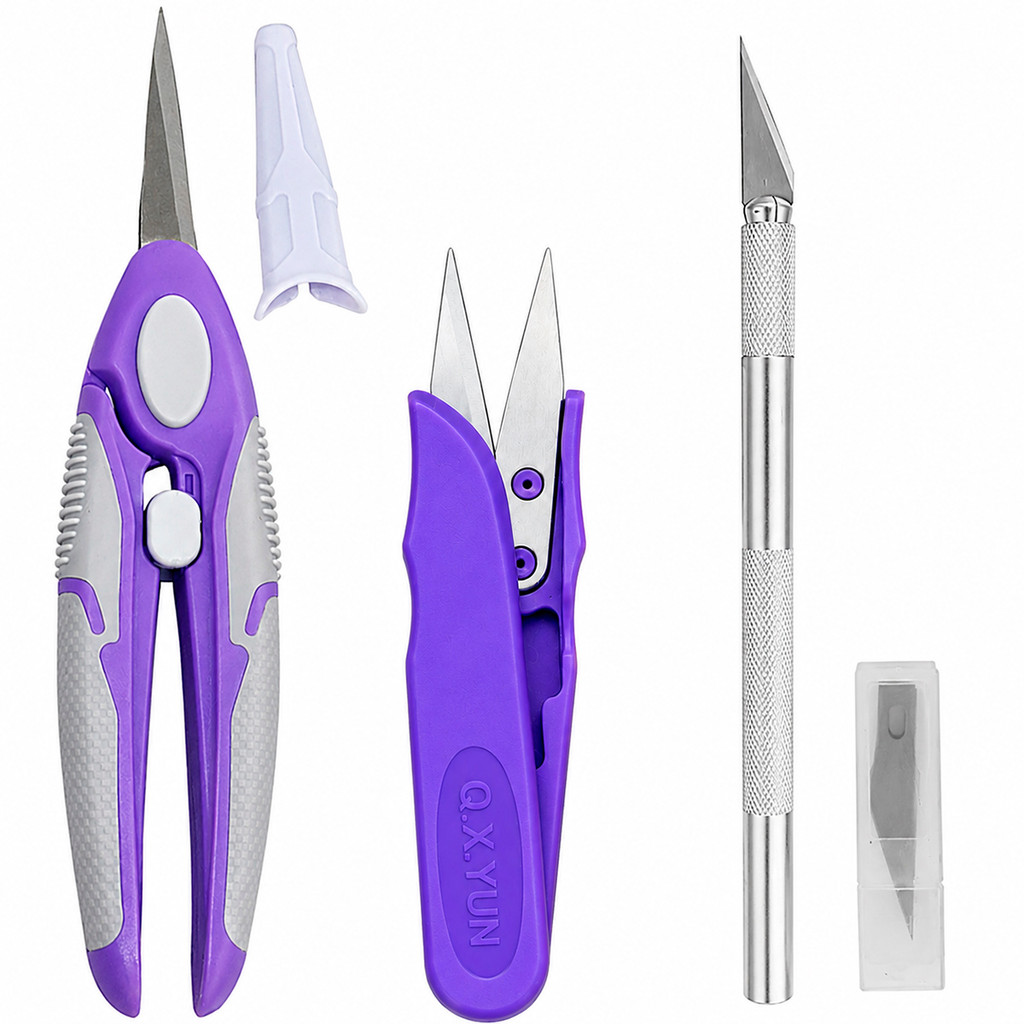 Tesouras E Estilete De Precisao Ponta Fina Soft Confortavel kit