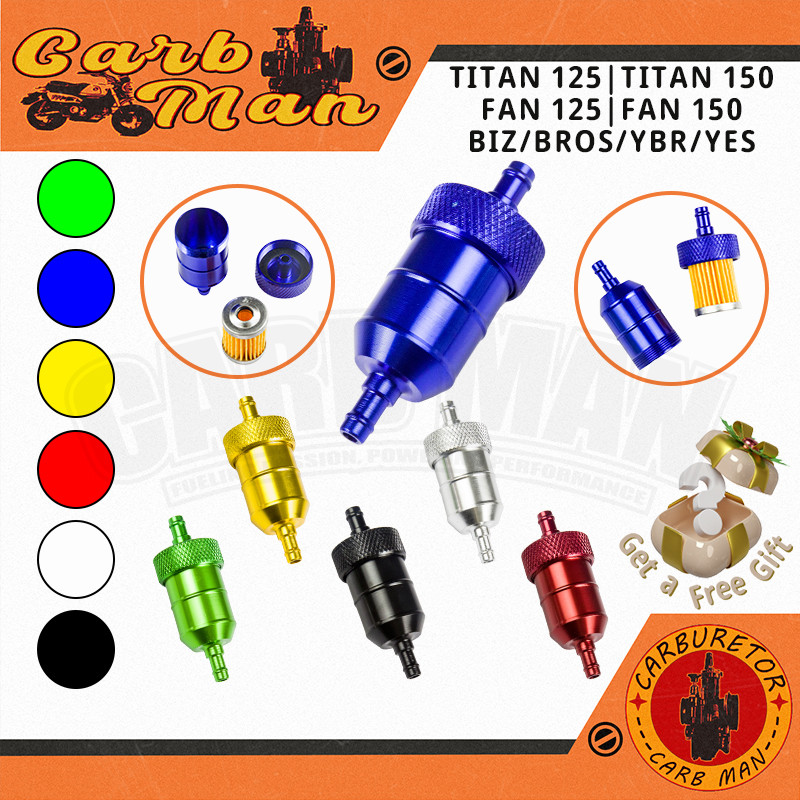 Filtro de Gás Gasolina 8mm CNC Alumínio | Compatível com Moto/Dirt Bike/ATV/Pit Bike Acessório de Motocicleta Fan Titan