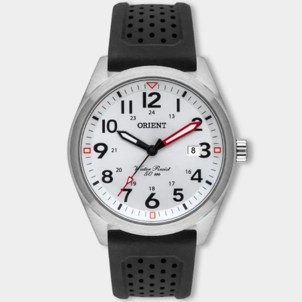 Relógio Orient Analógico Pulseira Soft Touch Masculino - Preto e Prata