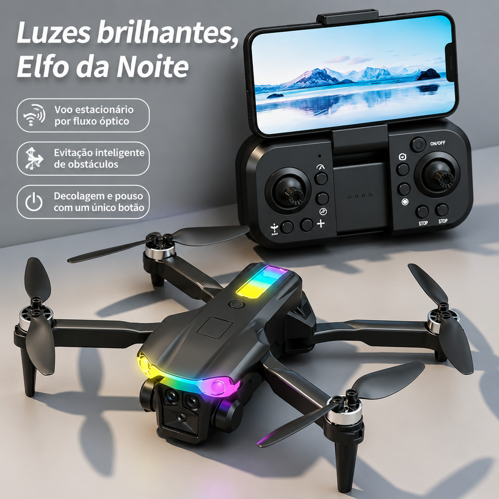 Drone Quadcopter Dual Camera FPV Wifi, Controle Remoto para Fotografia Aérea