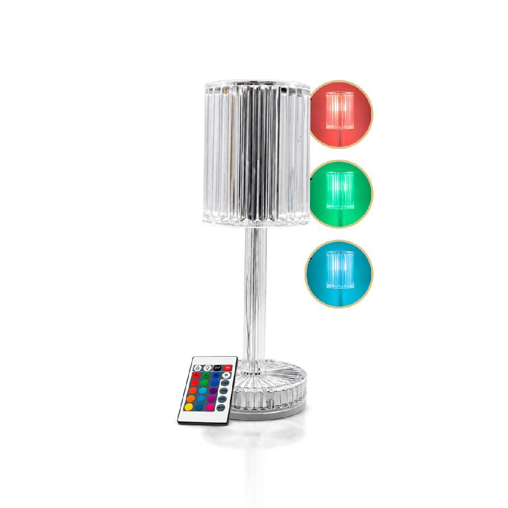 Luminária Abajur Touch Led Recarregável RGB Quarto e Sala Luz Noturna Controle Cristal Cabeceira USB