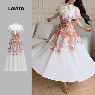 Lovito Floral Elegante Vestido com cadarço vestido primavera/verão para mulheres Bordado LK3LD408