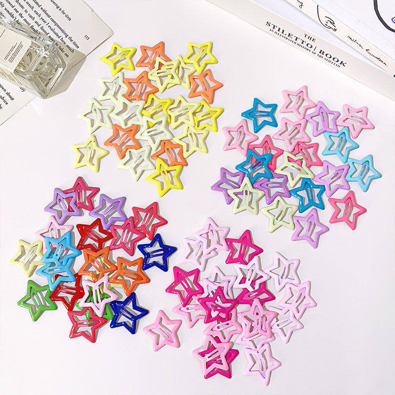 20 Peças De Grampos De Cabelo Dopamina Color Star BB Para Crianças , Suave , Presilhas De Franja Fofas Meninas